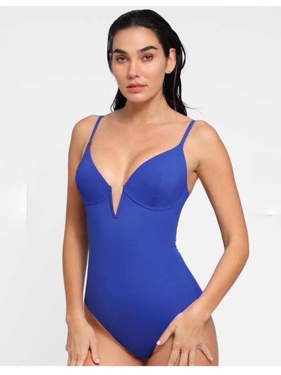 Popilush Tops - Women’s Plunge V-Front Bodysuit in Royal Blue